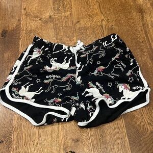 Justice Girls Black Unicorn Shorts Size 14/16